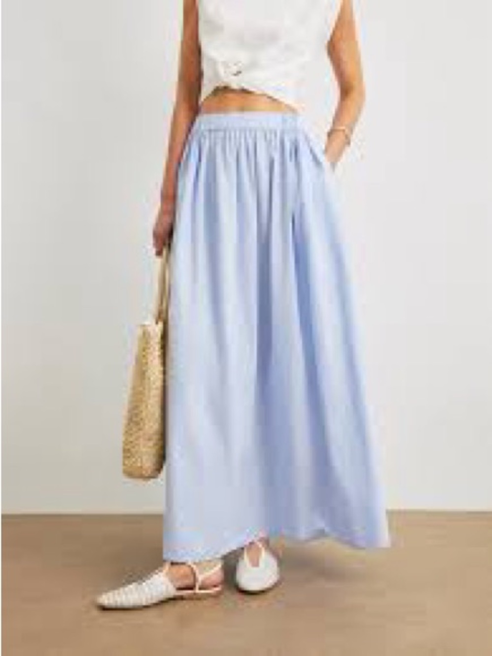 Commense Cotton A-Line Skirt With Pockets - Picture 2 of 6